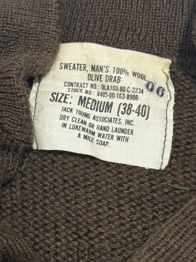 VINTAGE USGI 100% WOOL OLIVE DRAB SWEATER image 5