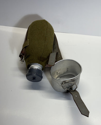 ROMANIAN ARMY CANTEEN W/ WOOL COVER AND CUP