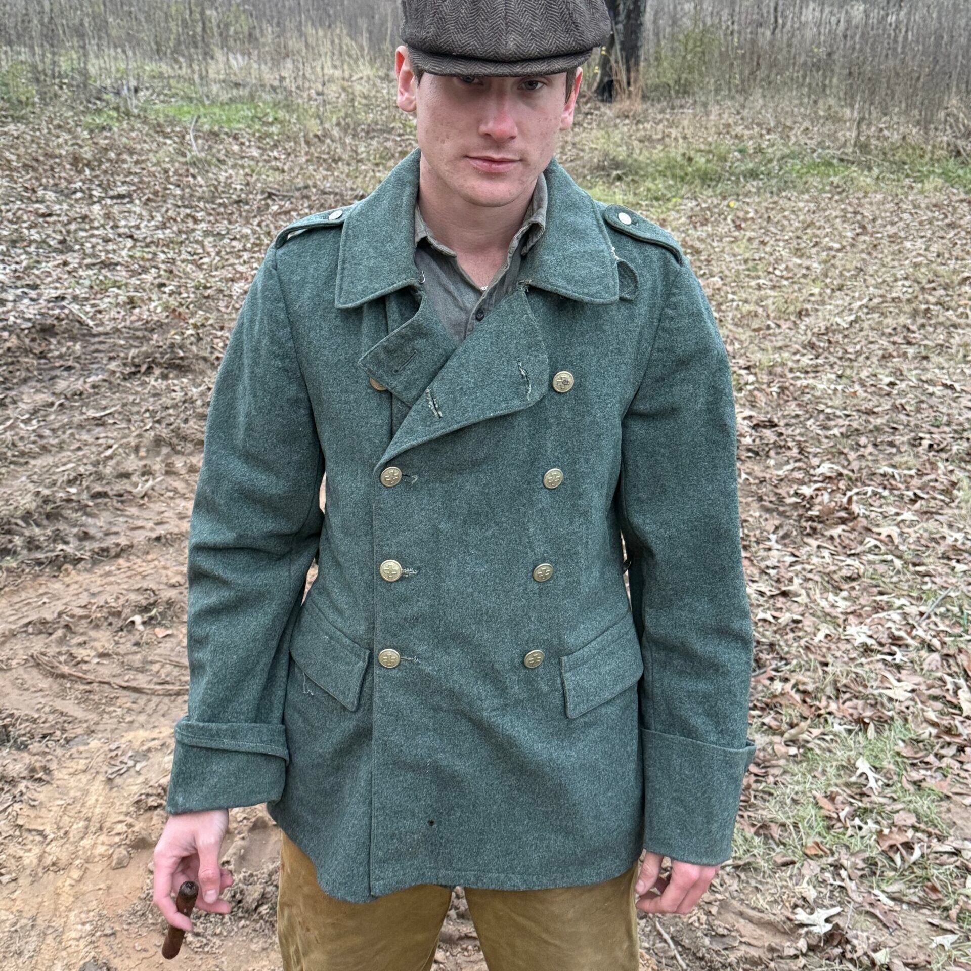 AURA FARM WW1 SWISS ARMY MEDIC WOOL PEACOAT image 0