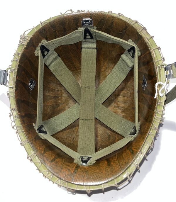 ORIGINAL VIETNAM WAR M1 STEEL HELMET W/ REPRODUCTION WWII HELMET NET